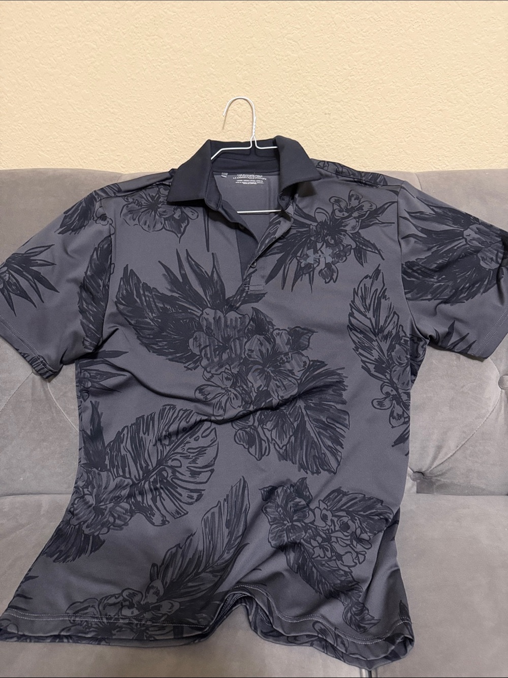 Under Armour Men's Charcoal Black Floral Polo